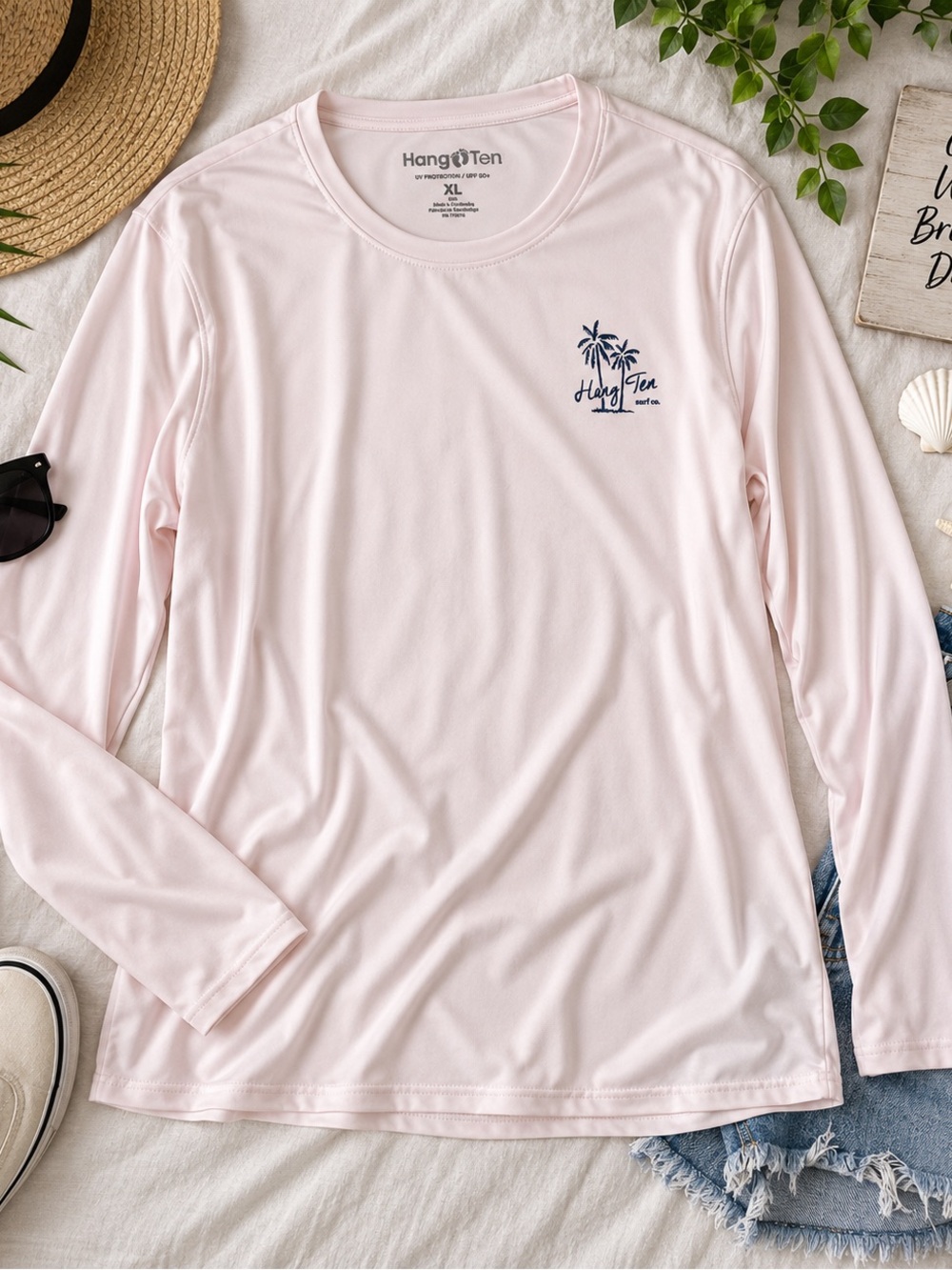 Hang Ten Men’s Long Sleeve Performance Shirt - Light Pink